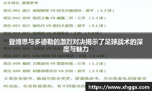 登博思与多德勒的激烈对决揭示了足球战术的深度与魅力